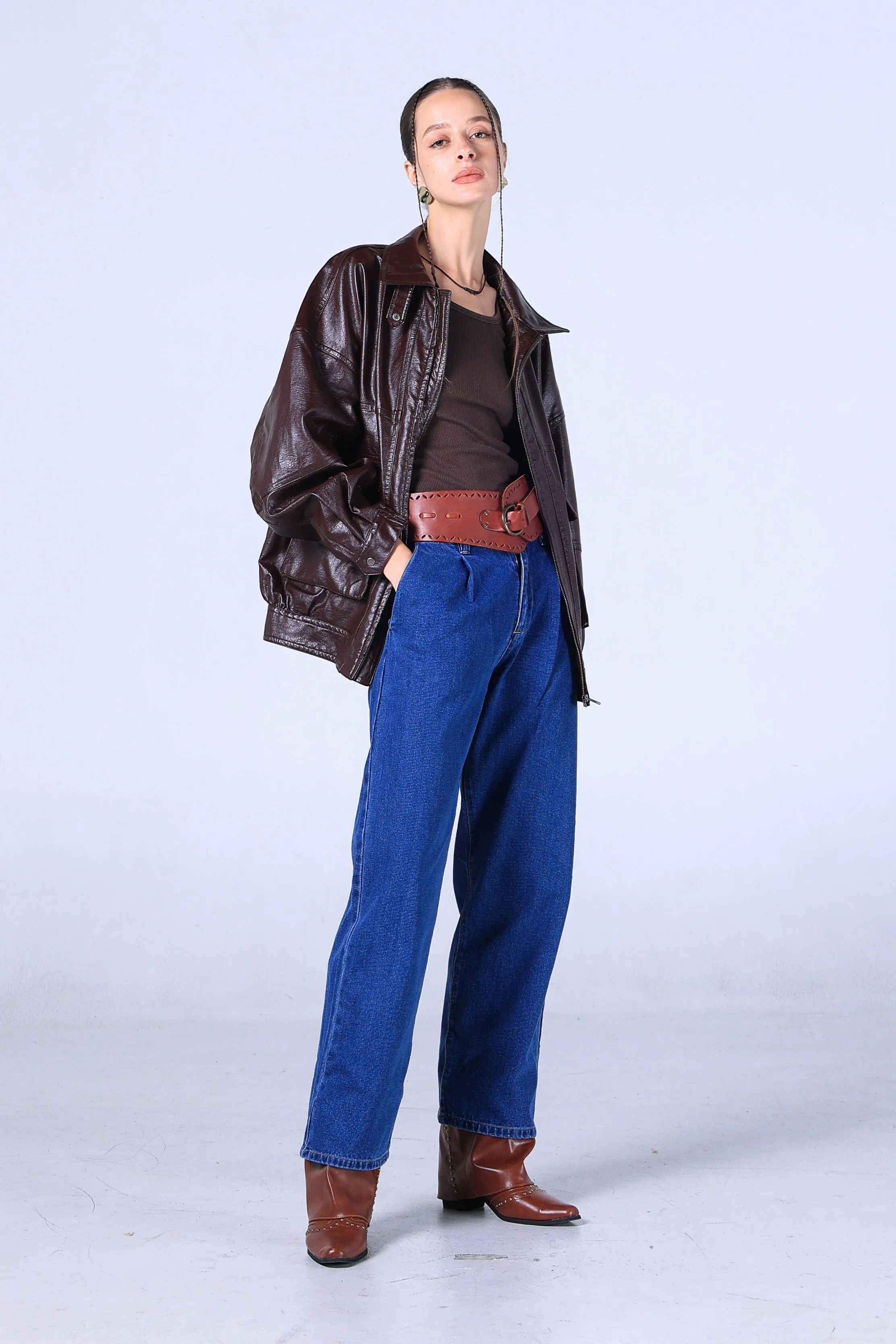 Jack Russel - Women Jeans - Klassik JF-153 Wide Leg Dark Blue High Waisted