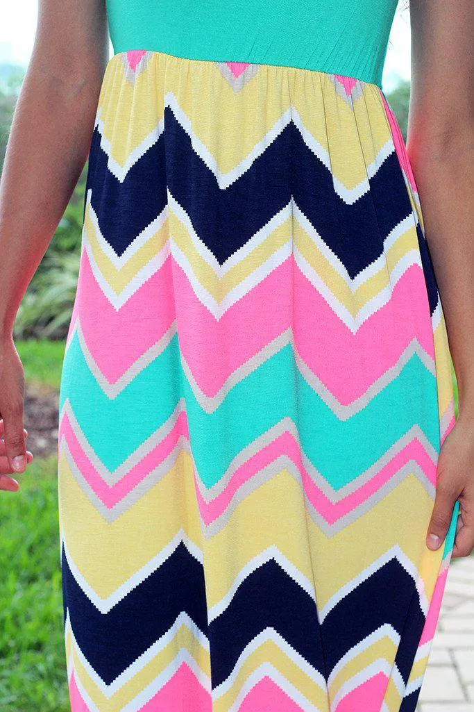 Jade Chevron Maxi Dress