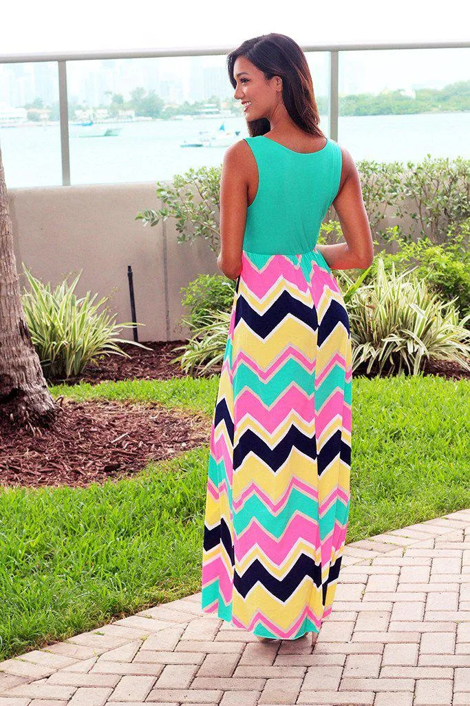 Jade Chevron Maxi Dress