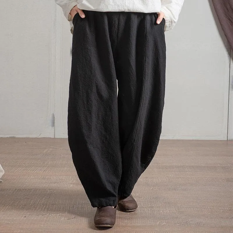 Japanese Zen Cotton Linen Palazzo Pants  | Zen
