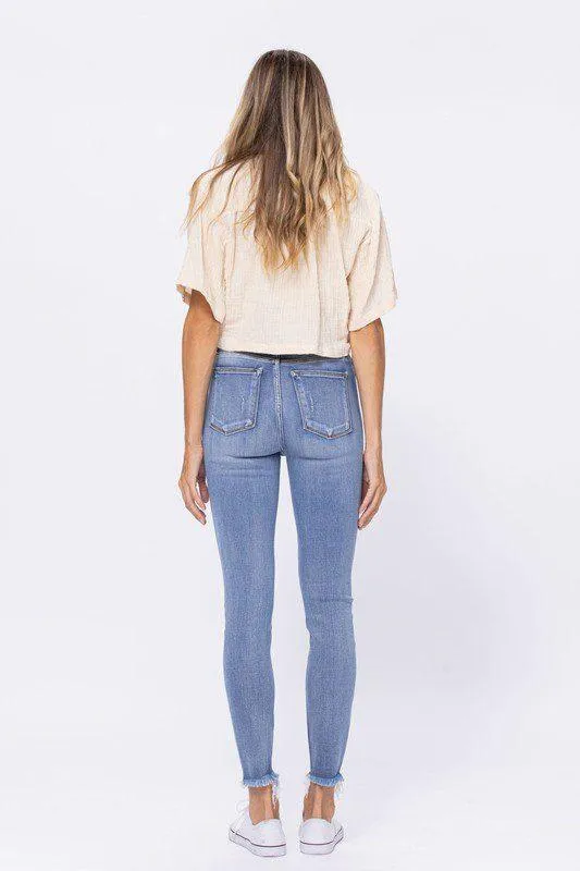 Judy Blue High Rise Destroyed Button-Fly Skinnies