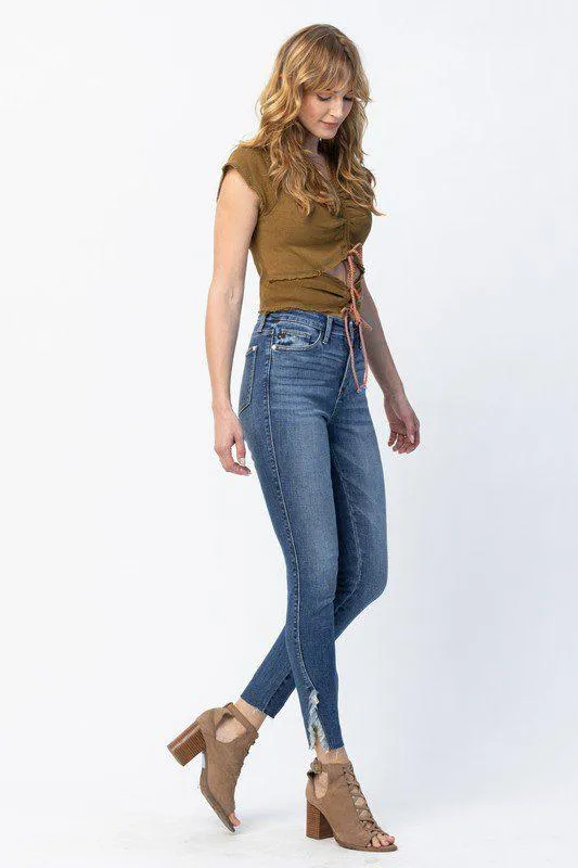 Judy Blue High Rise Split Hem Skinny Jeans