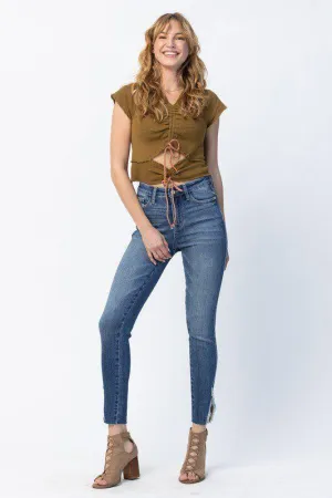 Judy Blue High Rise Split Hem Skinny Jeans
