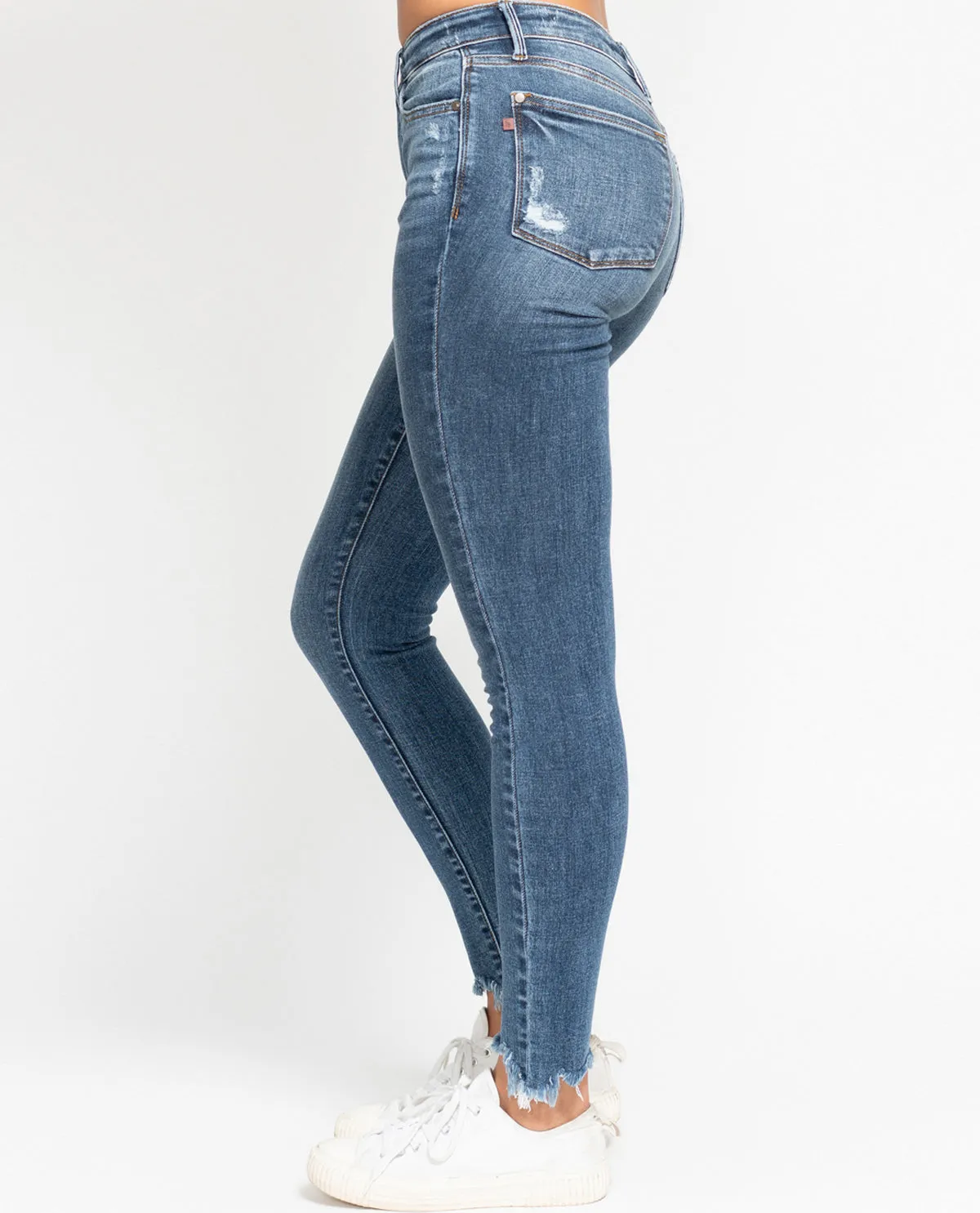 Judy Blue High Waist Destroy Shark Bite Hem Ankle Jean