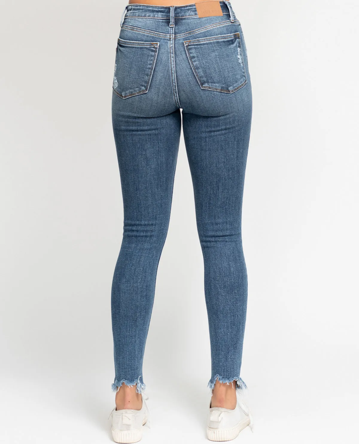 Judy Blue High Waist Destroy Shark Bite Hem Ankle Jean
