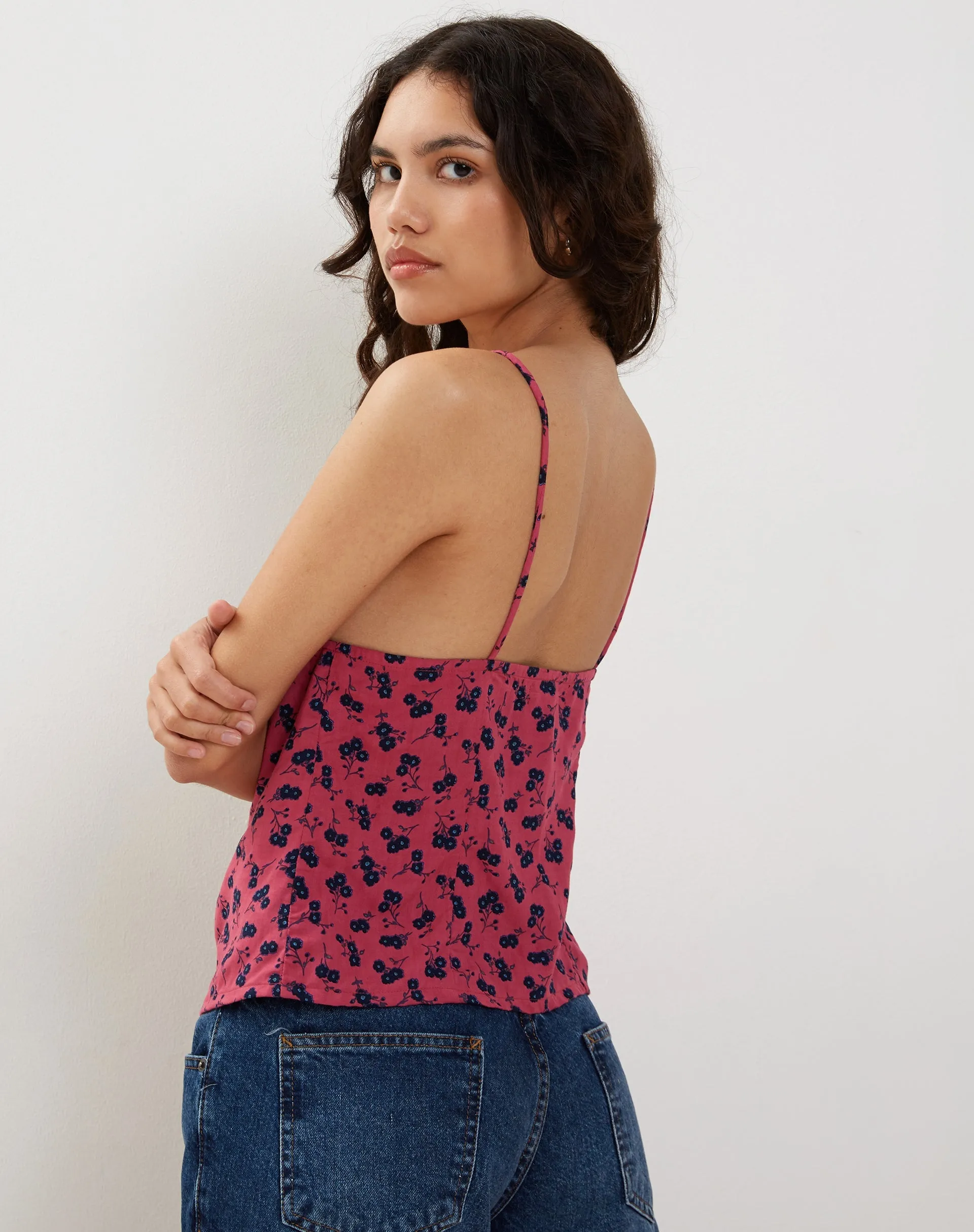 Kamari Cami Top in Raspberry Floral
