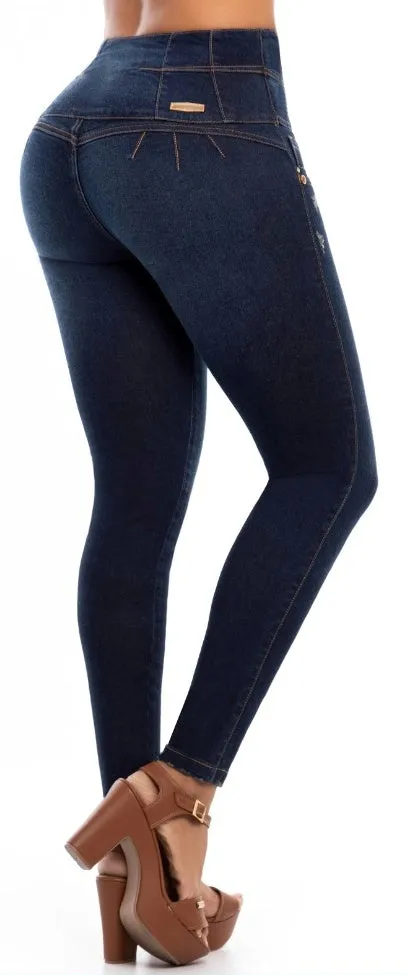 Karol Push Up Jeans - High Waisted - Dark Blue