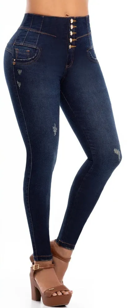 Karol Push Up Jeans - High Waisted - Dark Blue