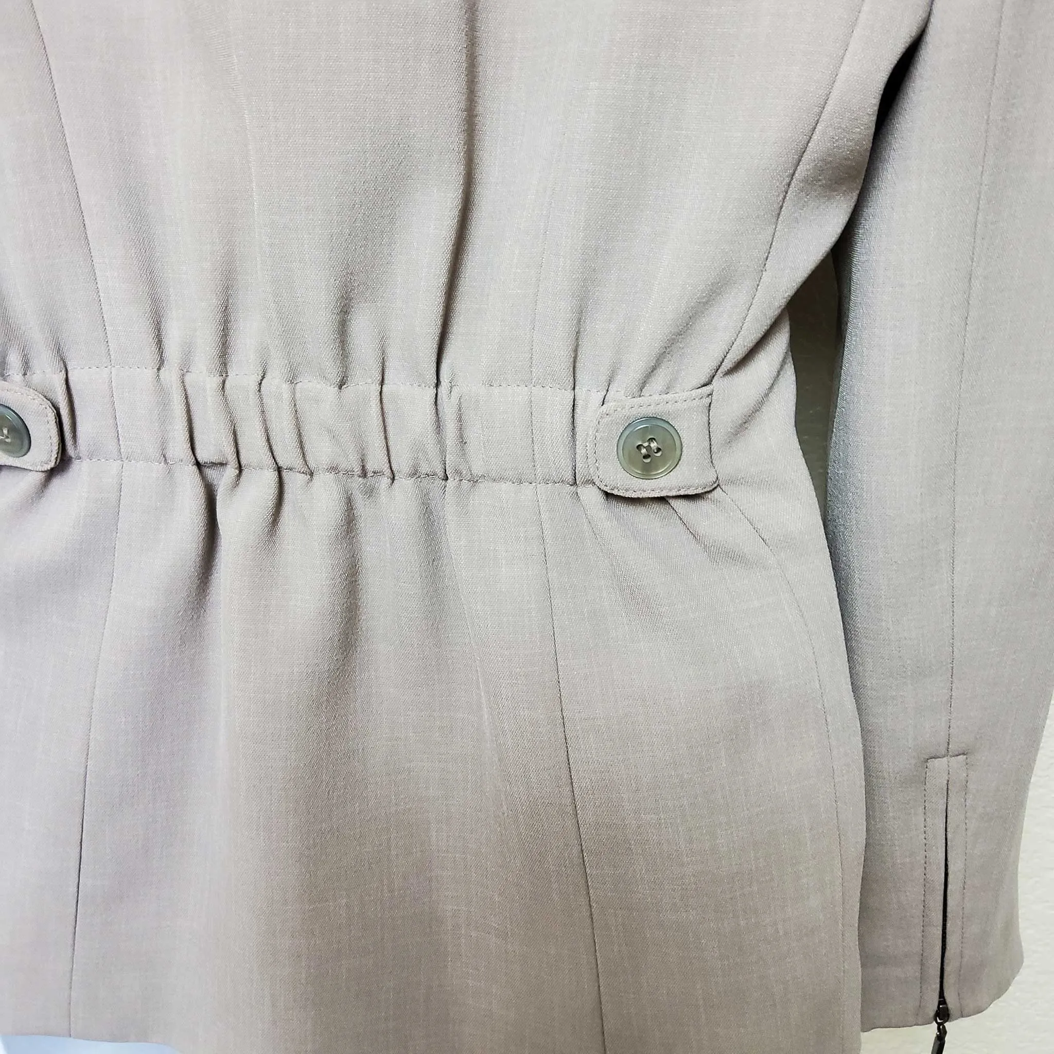 Kasper Beige Blazer with Zippered Sleeves & Pockets, Women's Size 10