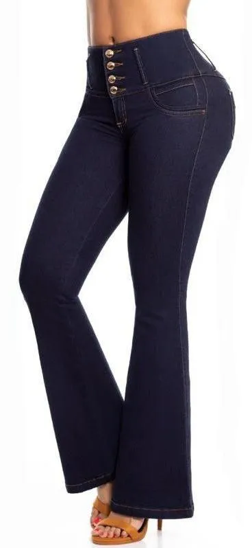 Kate Push Up Jeans - High Waisted - Dark Blue