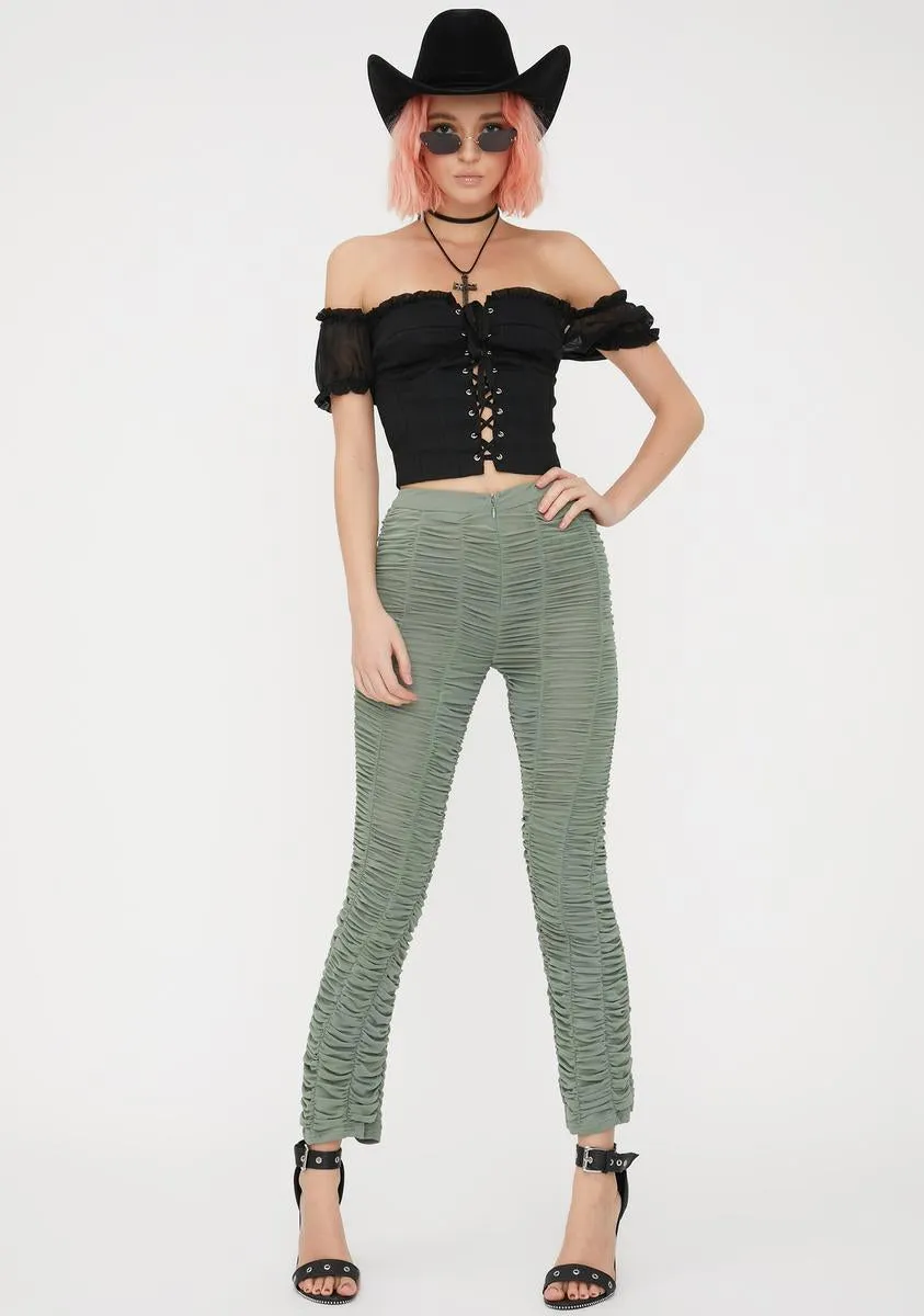 Khaki Ophelia Ruched Pants