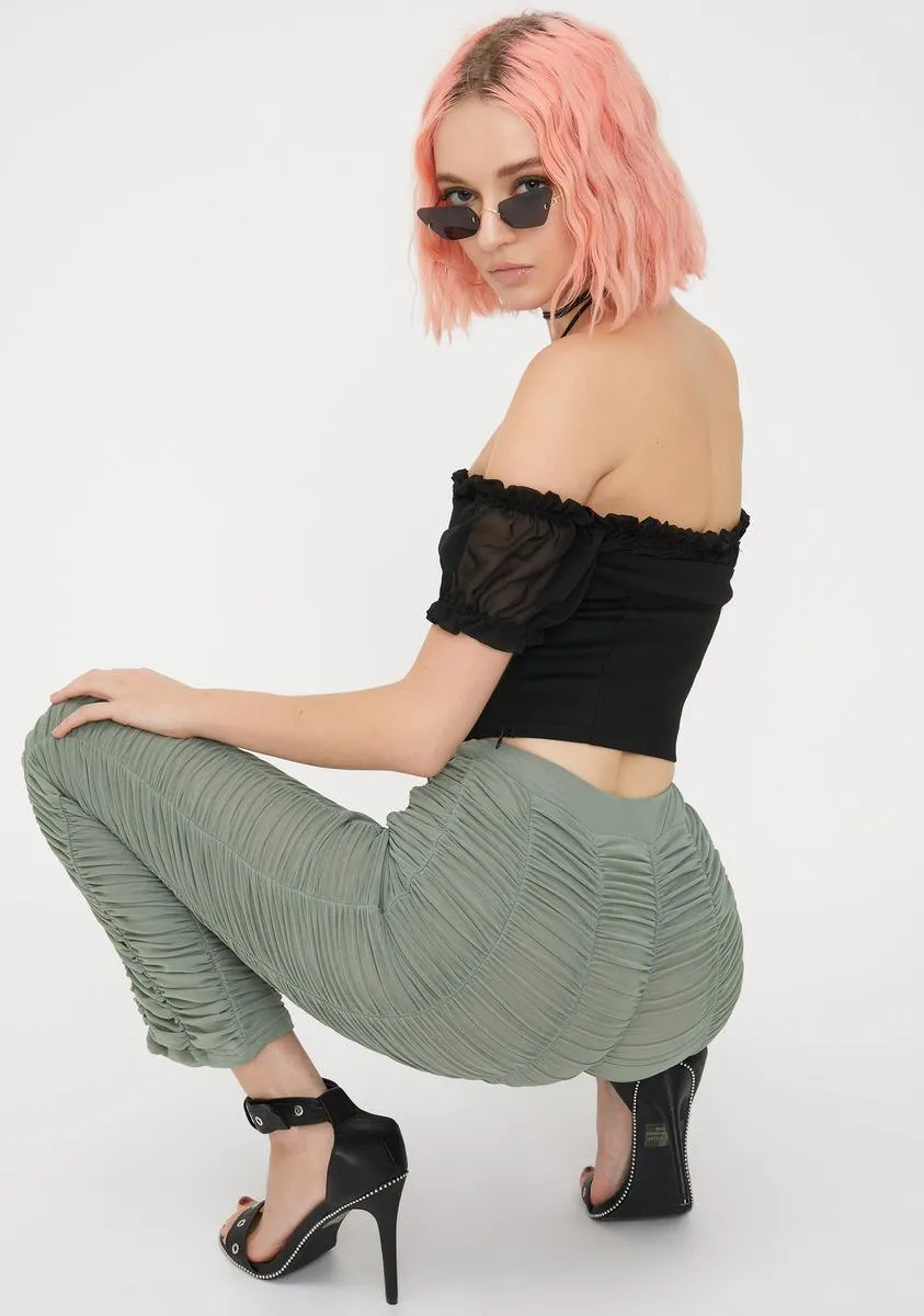 Khaki Ophelia Ruched Pants