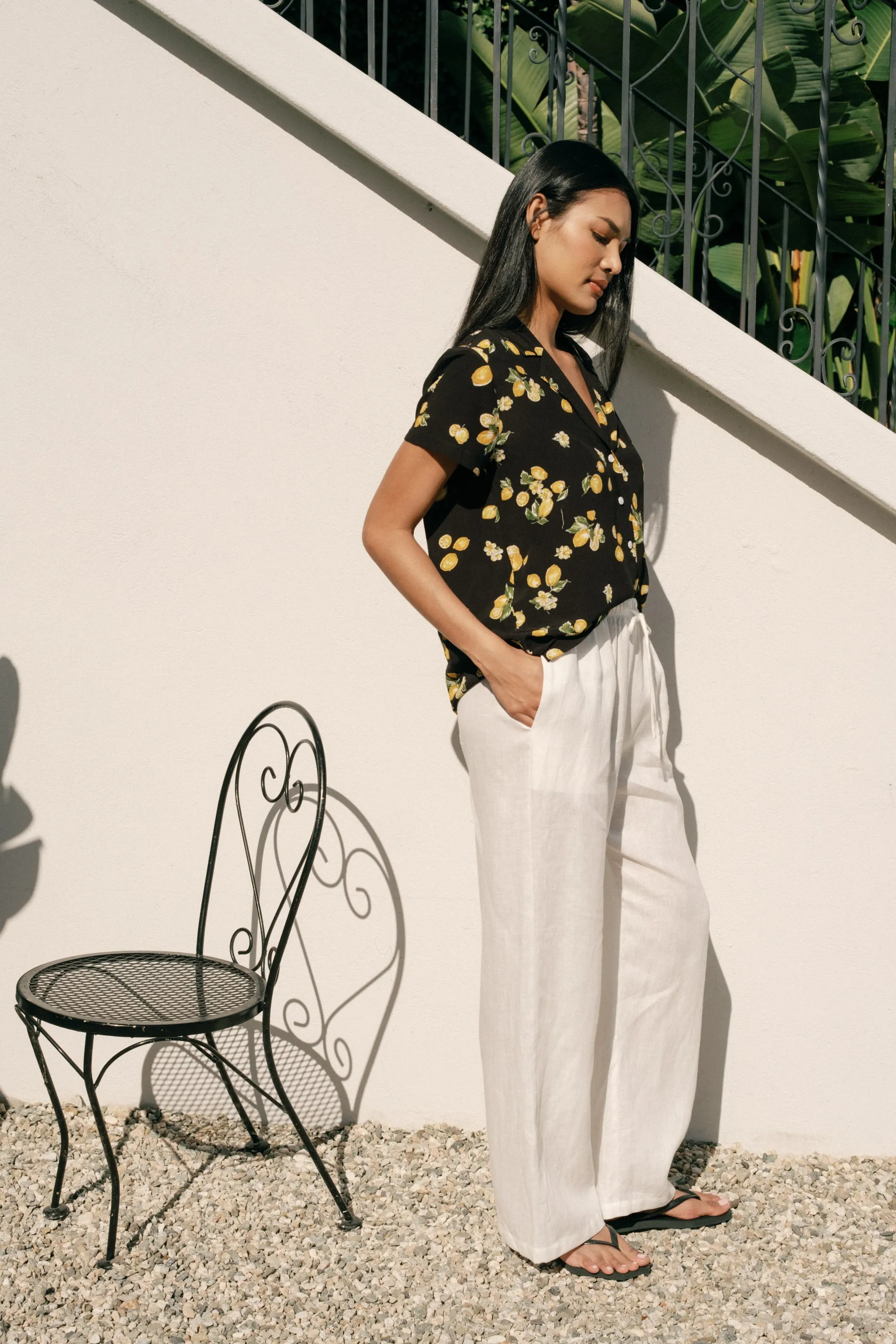 Kira Pant in Coconut Linen