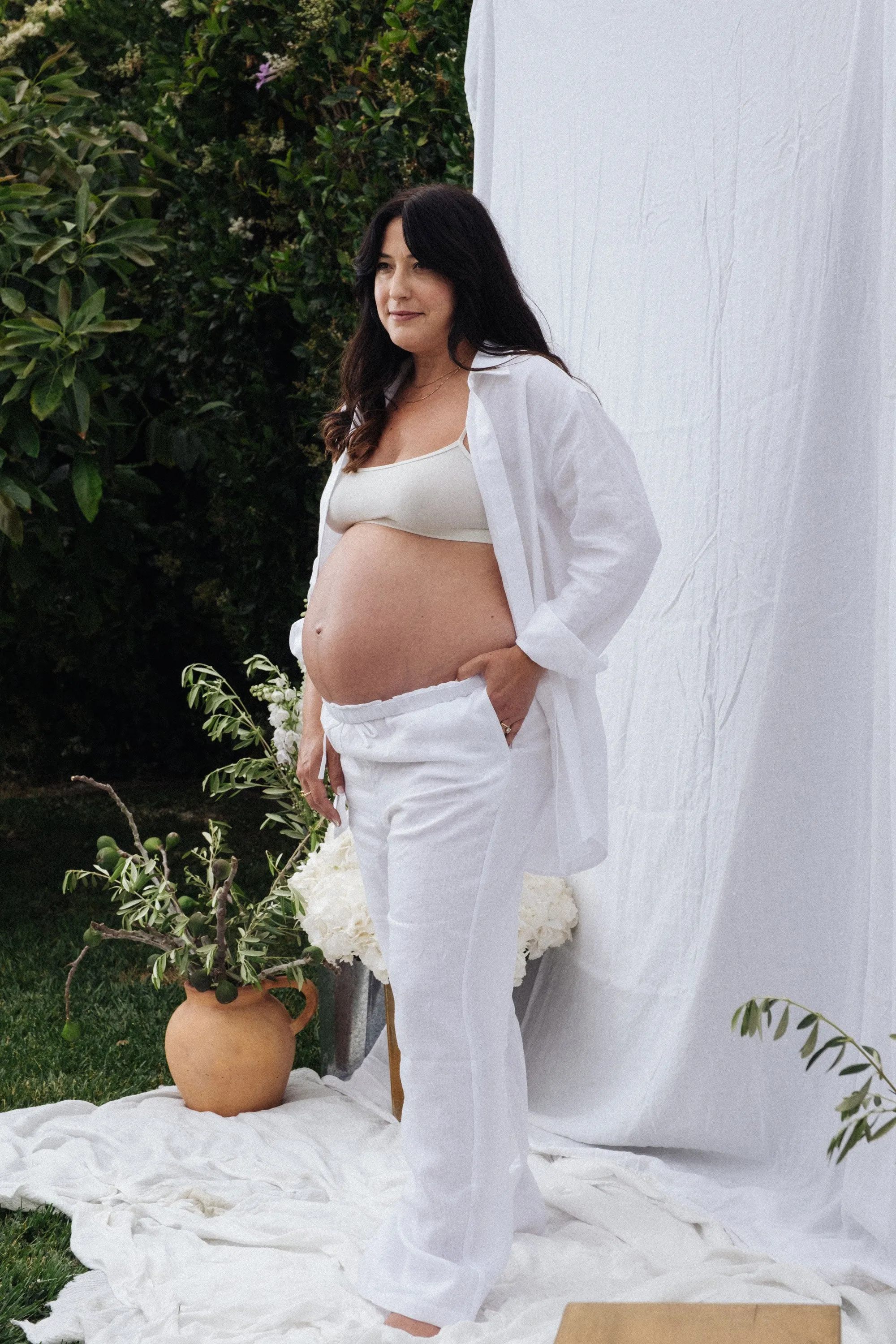 Kira Pant in Coconut Linen