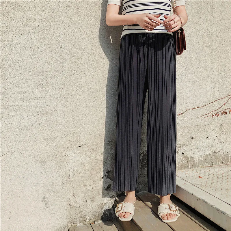 Korean Summer High Waist Pleated Chiffon Wide Leg Pants Women Student Hong Kong Loose Pants