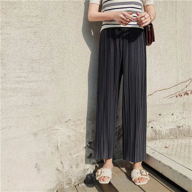 Korean Summer High Waist Pleated Chiffon Wide Leg Pants Women Student Hong Kong Loose Pants