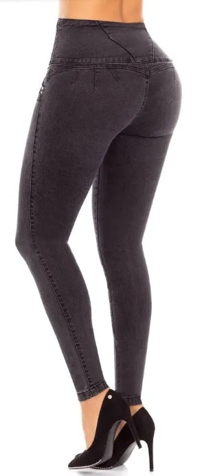 kris Push Up Jeans - High Waisted - Dark Grey