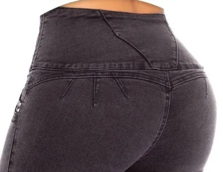 kris Push Up Jeans - High Waisted - Dark Grey
