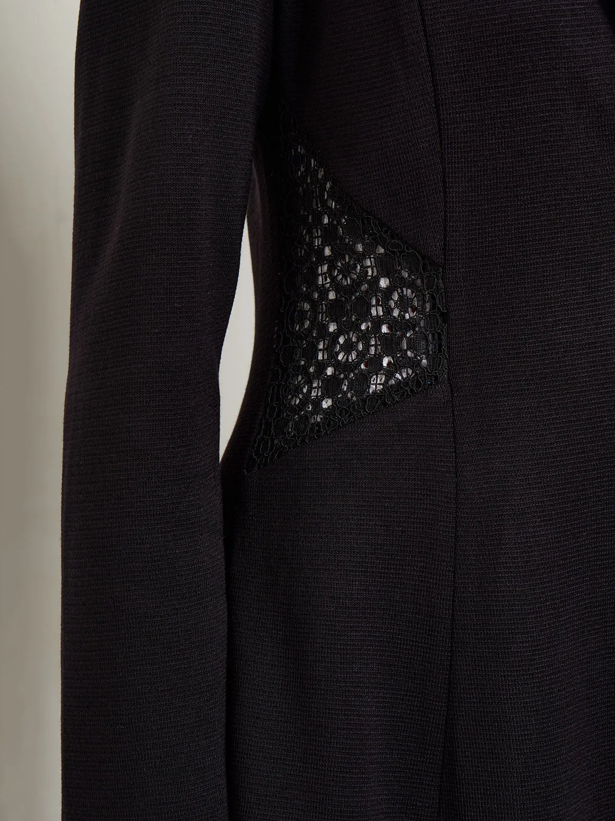 Lace Accent Tailored Knit Blazer