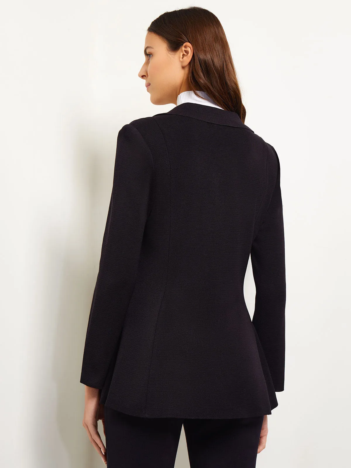 Lace Accent Tailored Knit Blazer