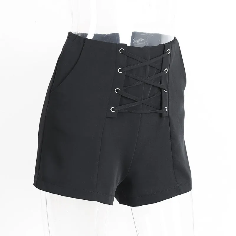 Lace Up High Waisted Shorts