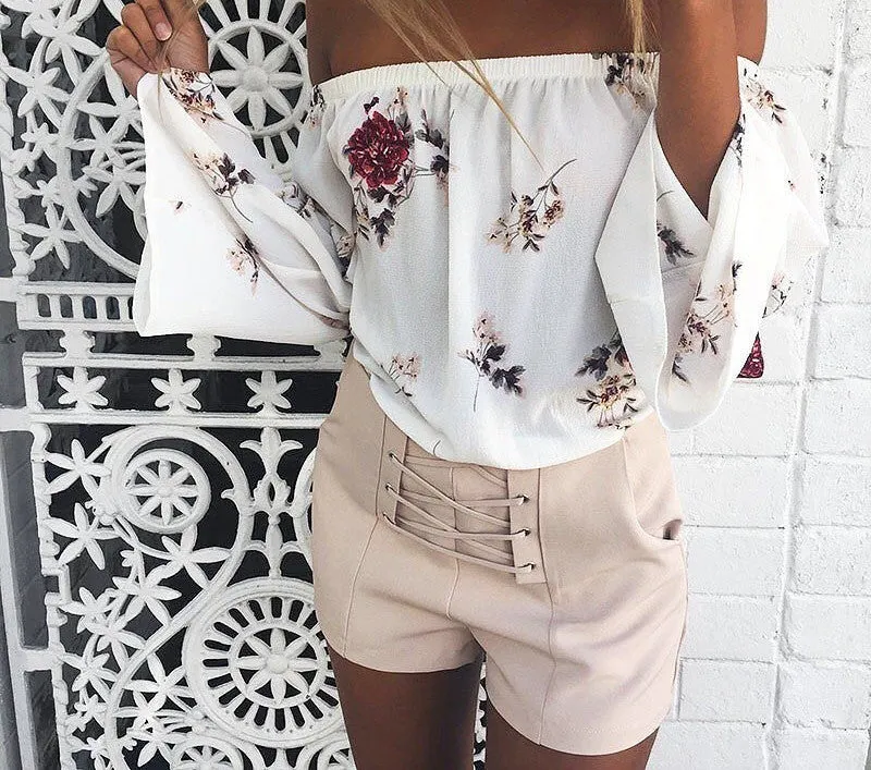 Lace Up High Waisted Shorts