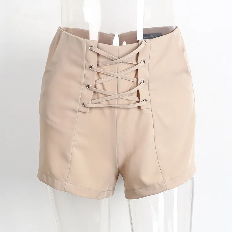Lace Up High Waisted Shorts