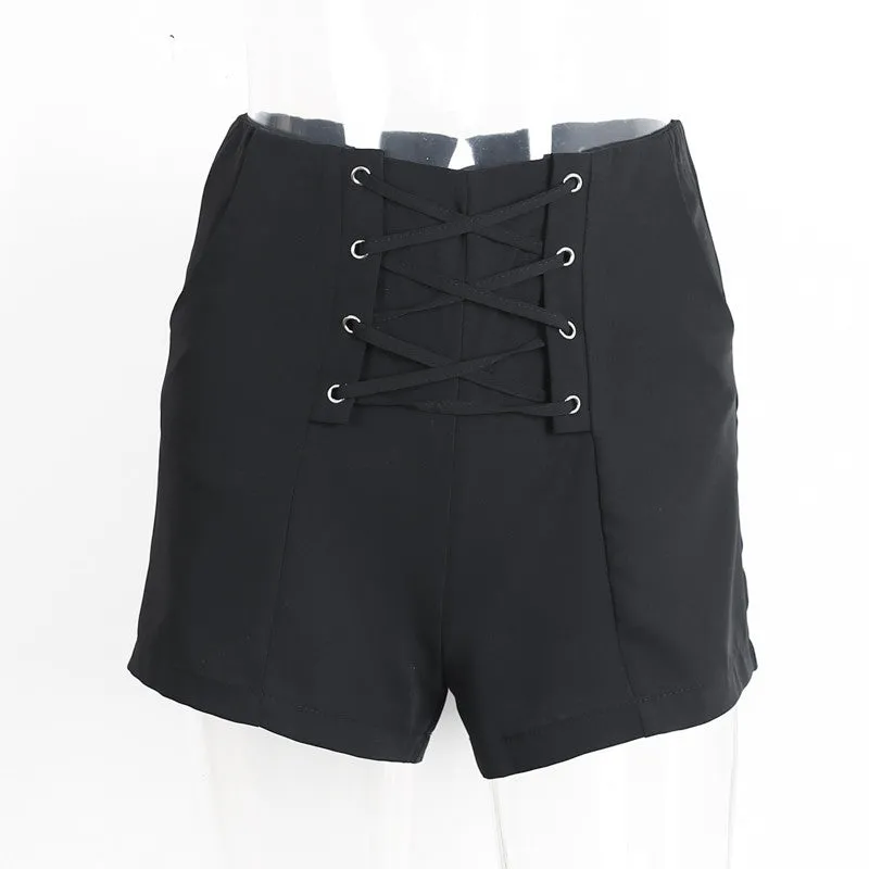 Lace Up High Waisted Shorts