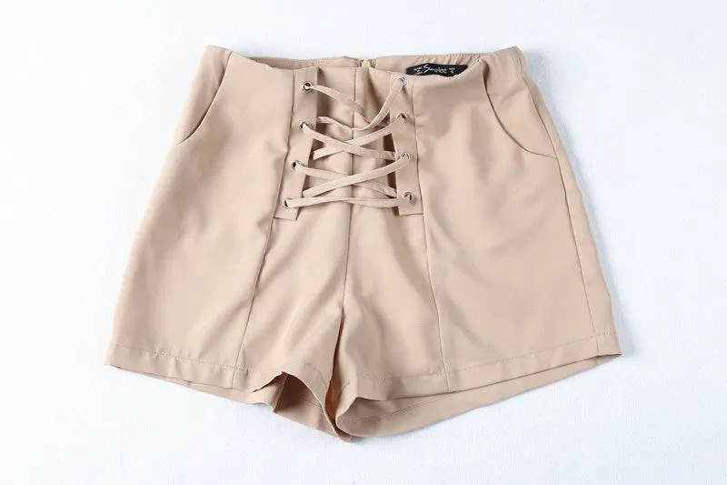 Lace Up High Waisted Shorts