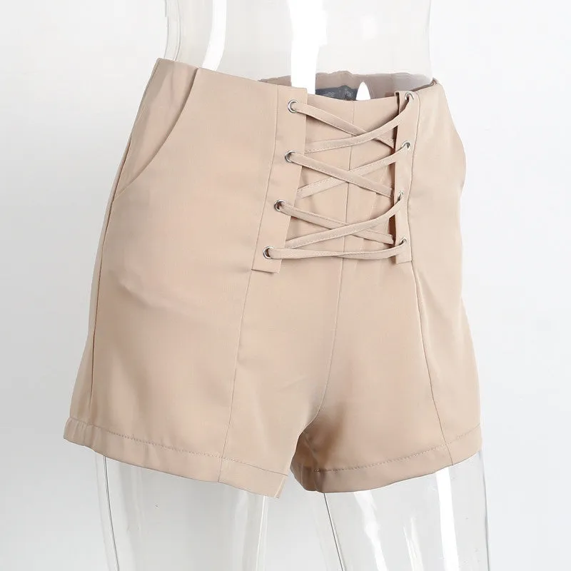 Lace Up High Waisted Shorts