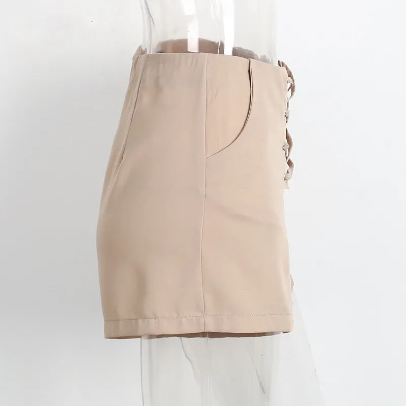 Lace Up High Waisted Shorts