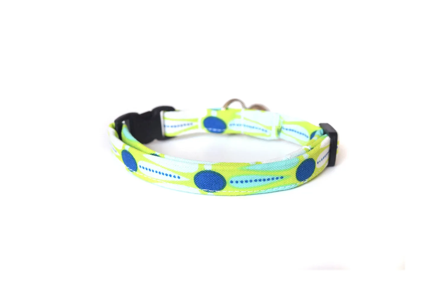 Lime Green & Navy Blue Dots Cat Collar