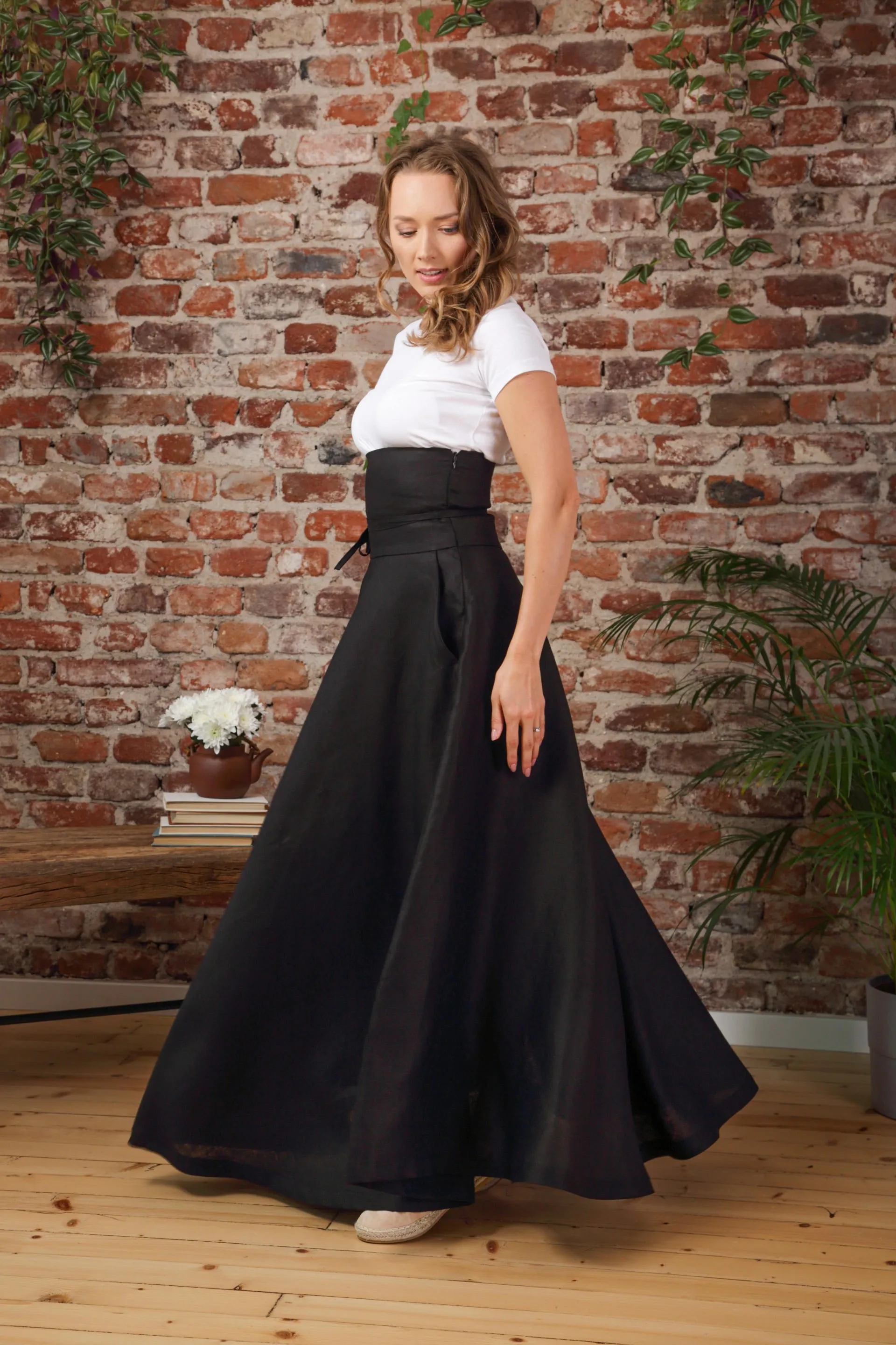 Linen High Waist Victorian Skirt