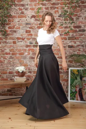 Linen High Waist Victorian Skirt