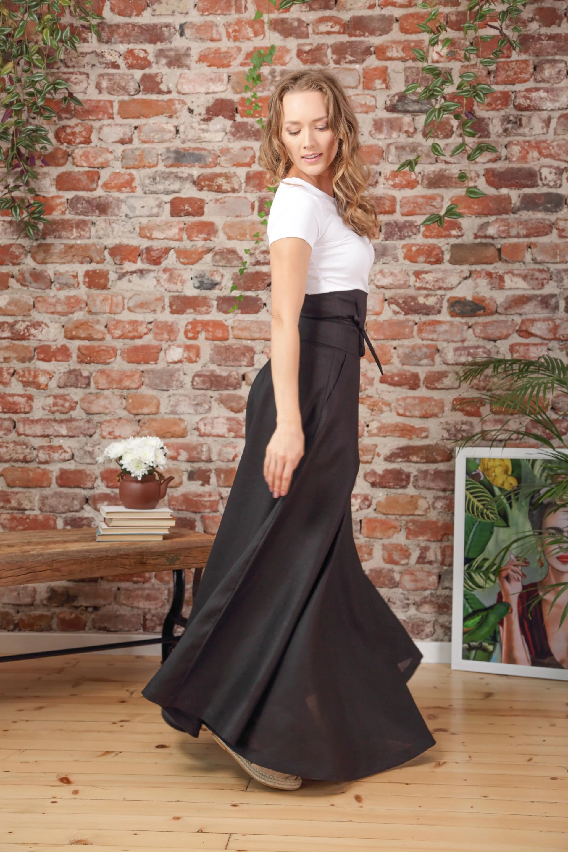 Linen High Waist Victorian Skirt