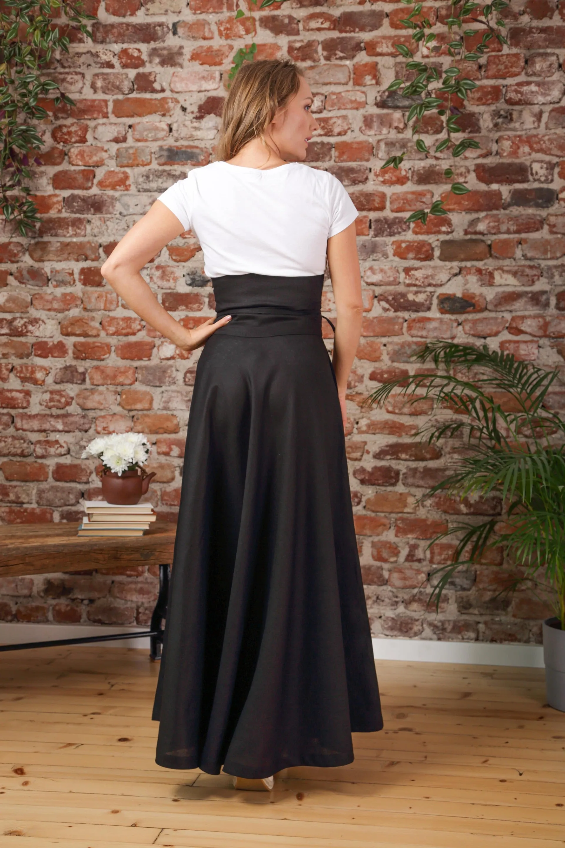 Linen High Waist Victorian Skirt