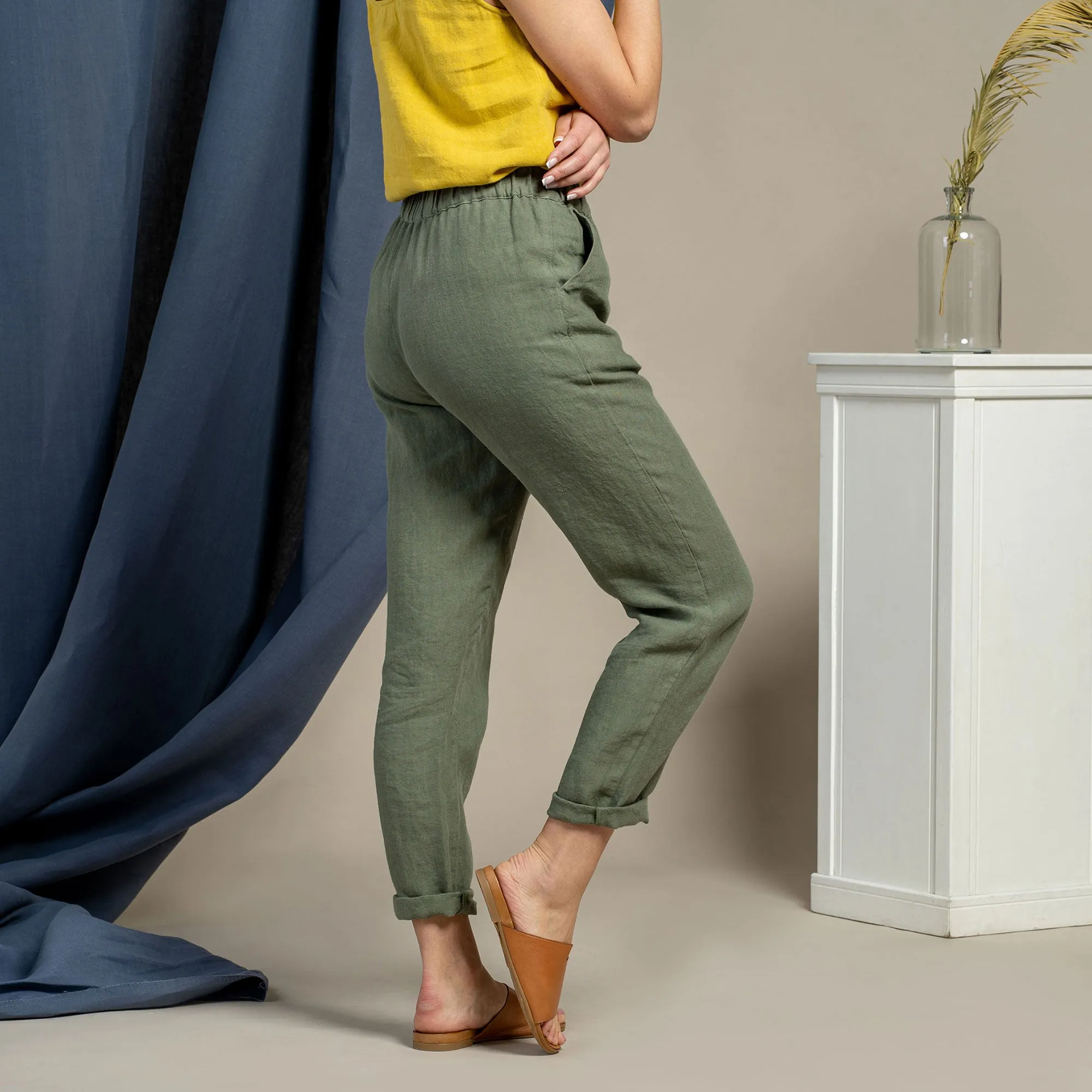 Linen Pants Dakota Stone Green