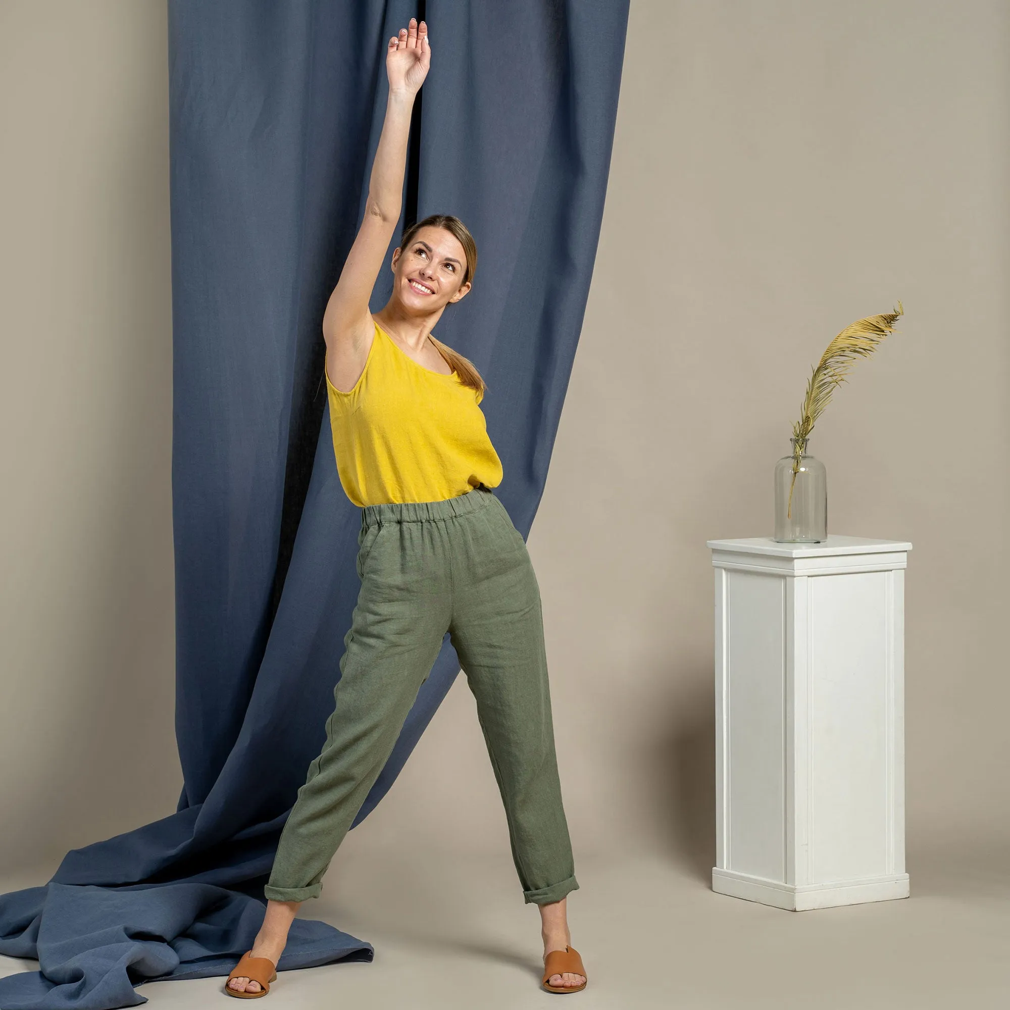 Linen Pants Dakota Stone Green