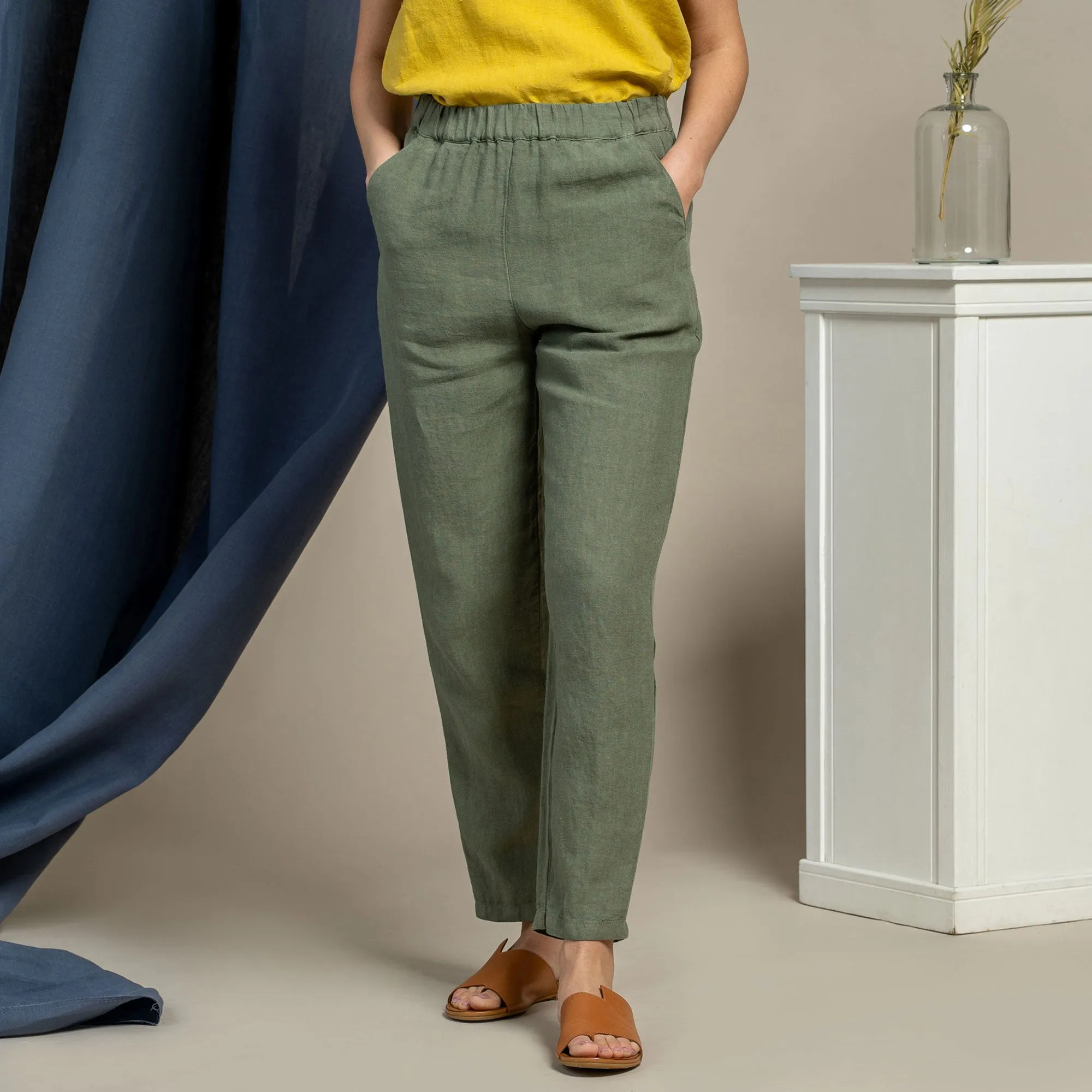 Linen Pants Dakota Stone Green