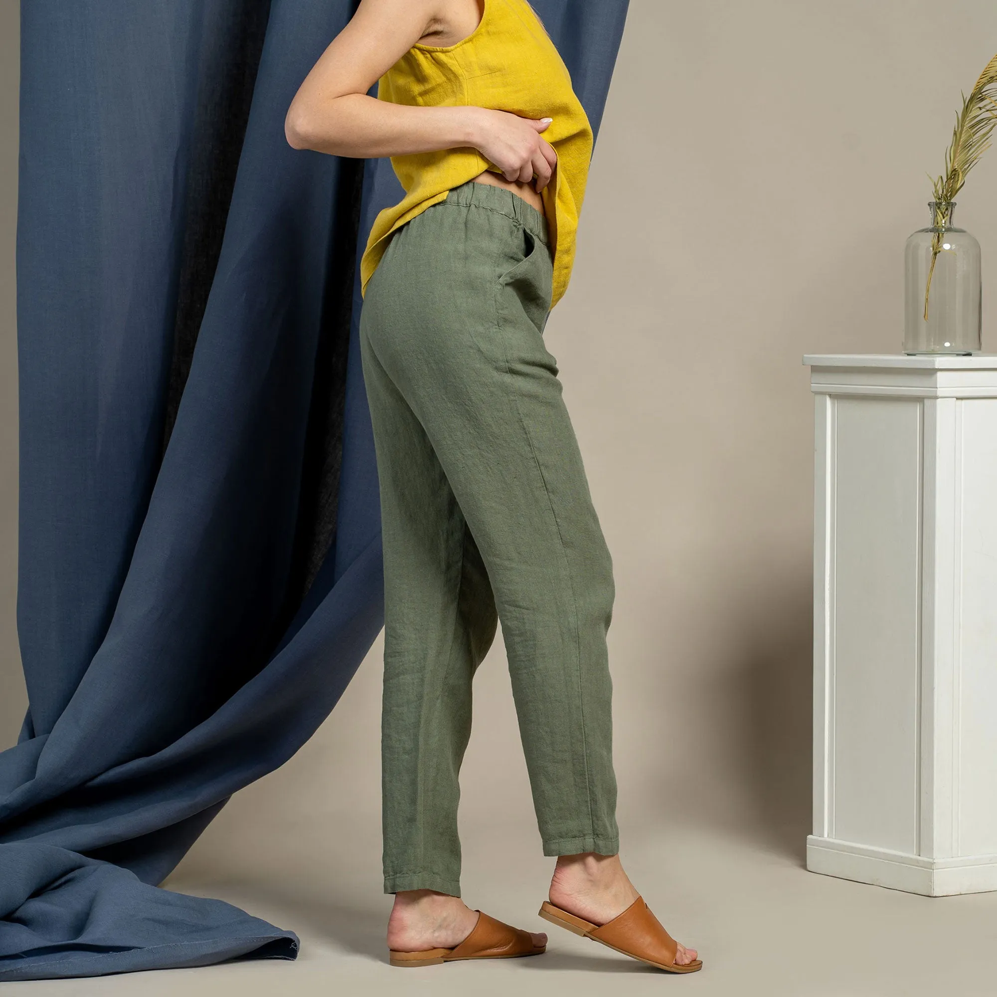 Linen Pants Dakota Stone Green