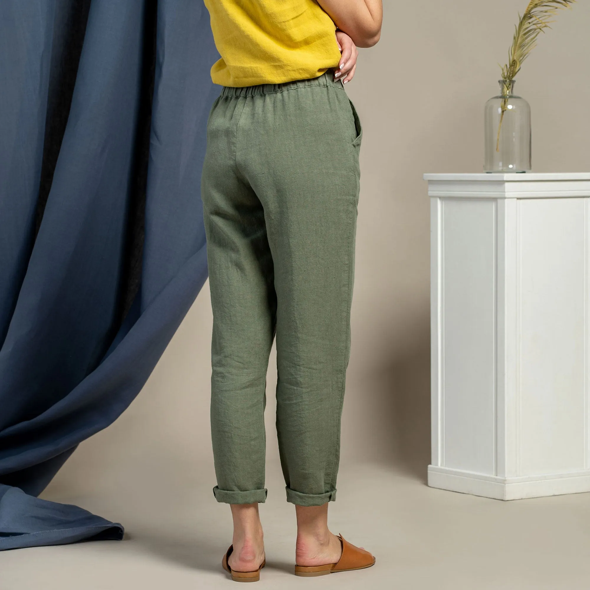 Linen Pants Dakota Stone Green