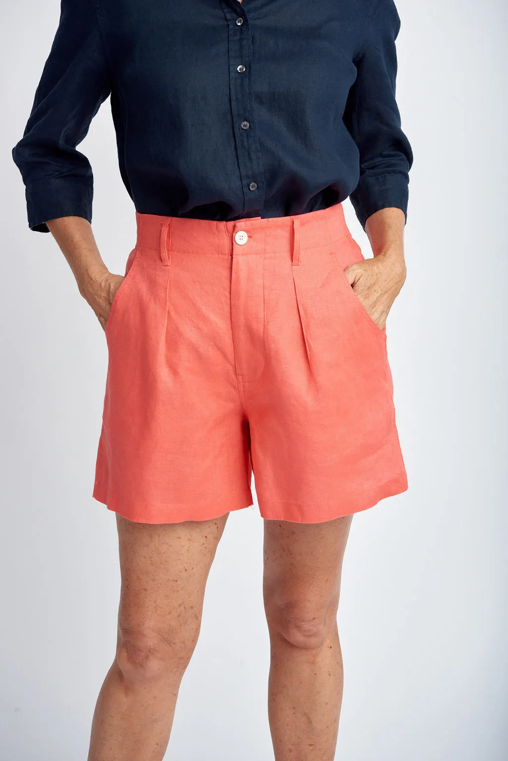 Linen Shorts Coral