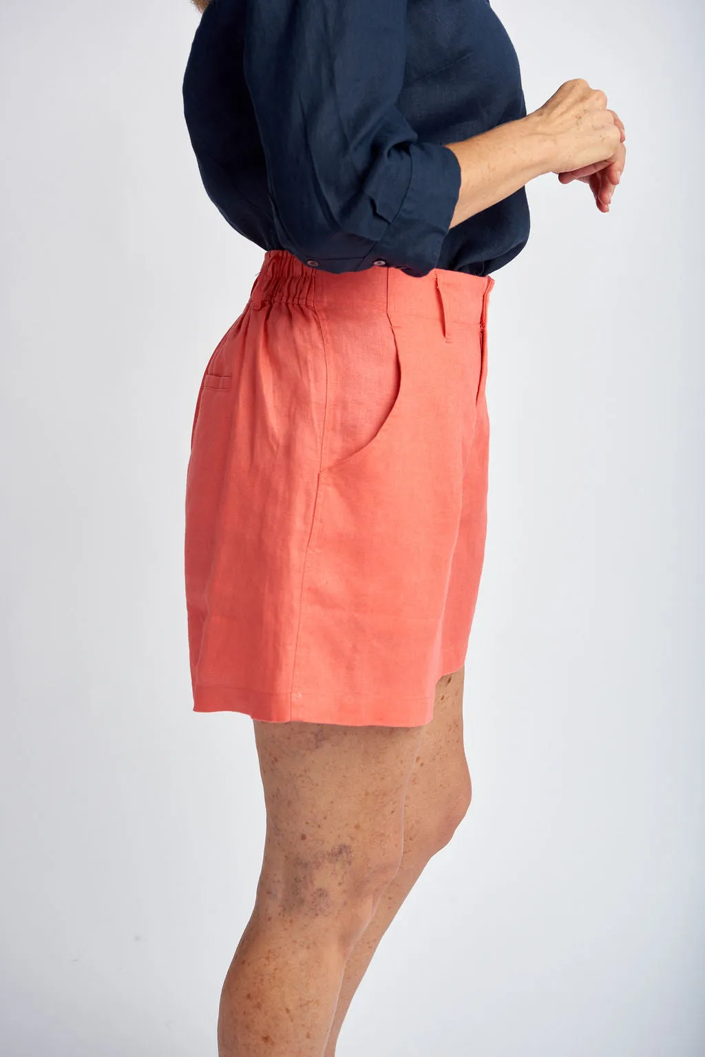 Linen Shorts Coral