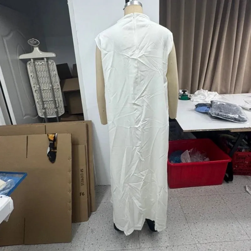 Long Cape Top & Nipped Waist Wide Pants Two-Piece Set Clothes