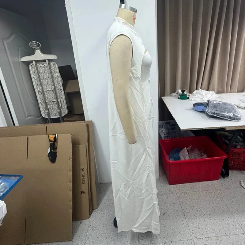 Long Cape Top & Nipped Waist Wide Pants Two-Piece Set Clothes