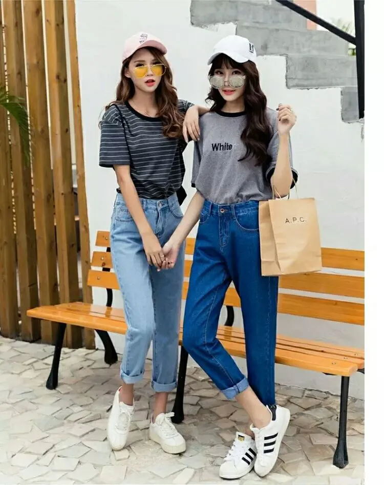 Loose Denim Pants Women Slim Look Wide Leg Pants Straight Ankle-Length High Waist Korean Four Seasons Pants