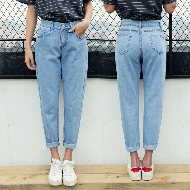 Loose Denim Pants Women Slim Look Wide Leg Pants Straight Ankle-Length High Waist Korean Four Seasons Pants