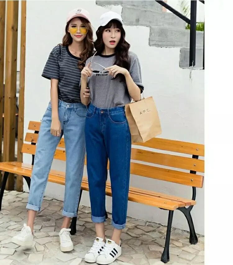 Loose Denim Pants Women Slim Look Wide Leg Pants Straight Ankle-Length High Waist Korean Four Seasons Pants