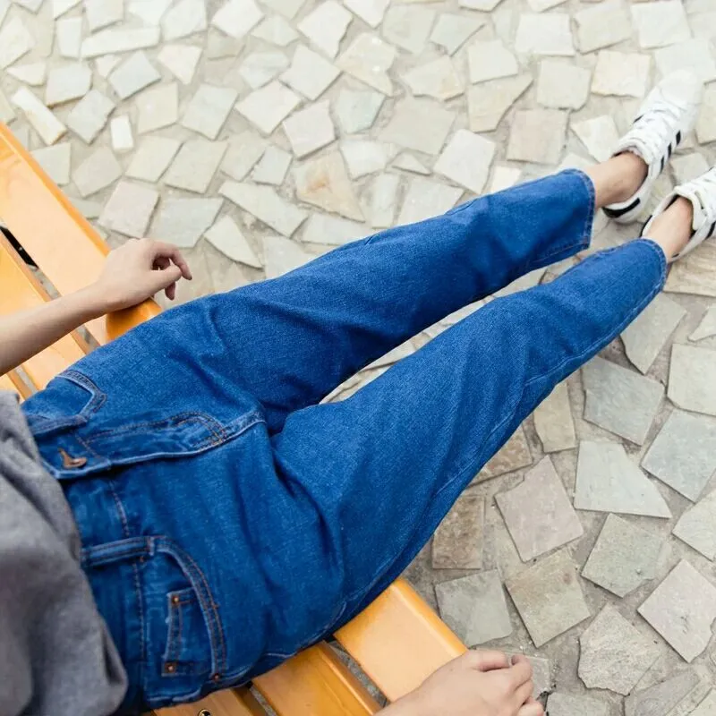Loose Denim Pants Women Slim Look Wide Leg Pants Straight Ankle-Length High Waist Korean Four Seasons Pants