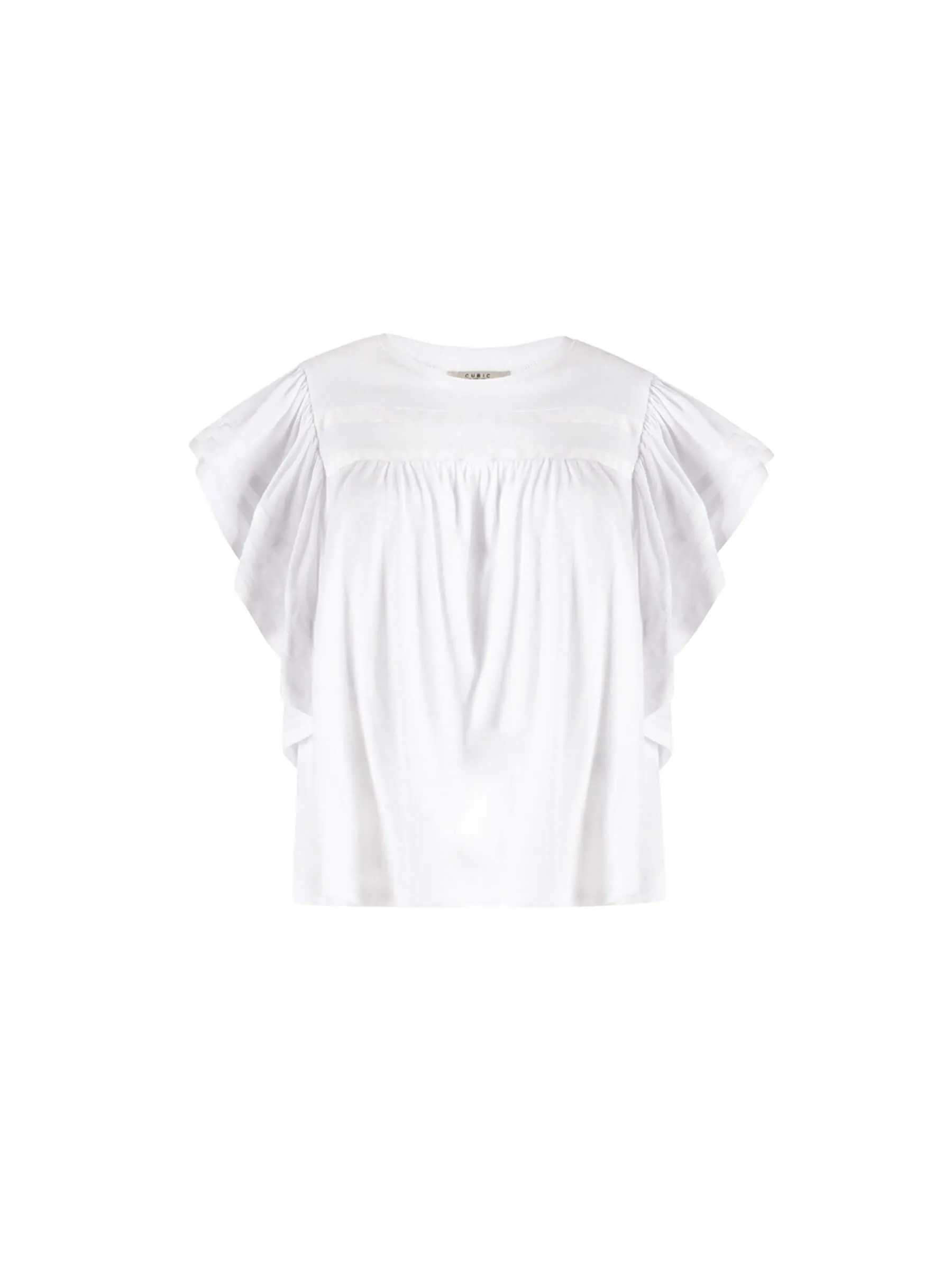 Loose Fit T-shirt with Ruffle Sleeves